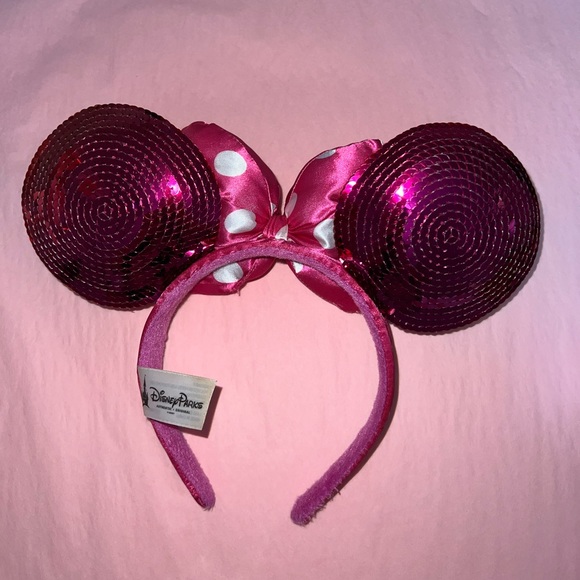 Disney Minnie Mouse Hot Pink Sequin Ears - Picture 3 of 5